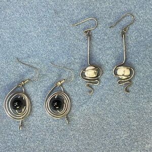 Black and white wire wrap earrings 2x